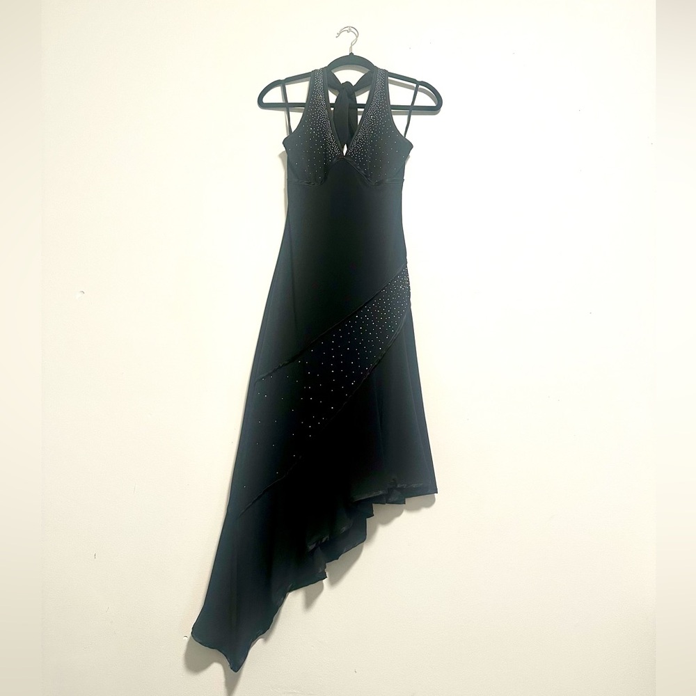 Vintage Rare 90s Venus Black Rhinestone Halter Dress Y2K Prom whimsical
